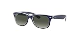 Ray-Ban RB2132 NEW WAYFARER Sunglasses For Men For Women + BUNDLE with Designer iWear Eyewear Kit (Matte Blue on Transparent/Light Grey Gradient Dark Grey)