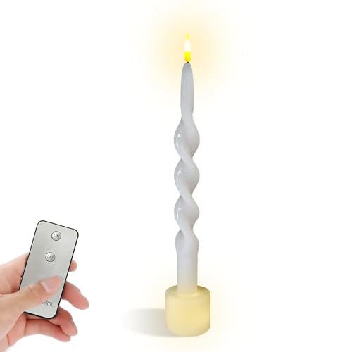 Image of Spiral Taper Candle LED Candlesticks, 10inches Flameless Tapered Candles Battery Candle Sticks Remote Twisted Candlestick for Dinner Holiday Wedding Party Housewarming-1D