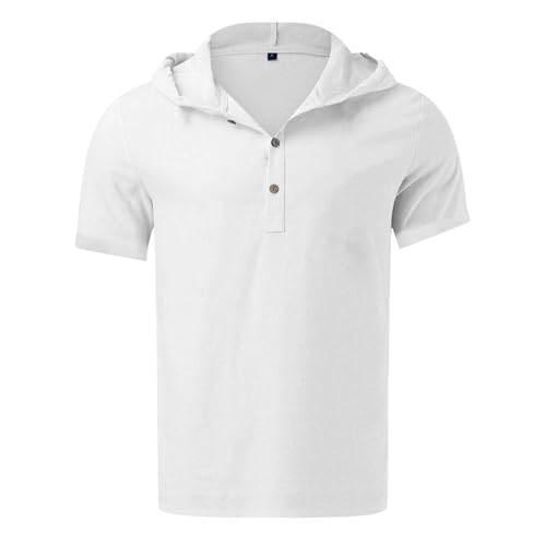Camisa de lino de manga corta para chicos con parte superior transpirable, Blanco, 11-12 años
