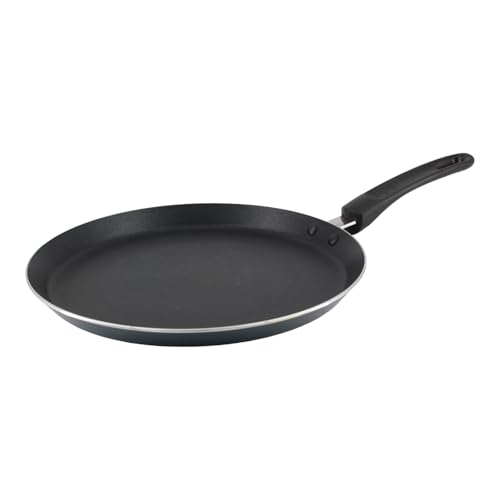 FestiCook Crêpière 26 cm en Aluminium Antiadhésif – Compatible Tous Feux dont Induction – Poêle à Crêpes avec Spatule en Bois (Bleu)