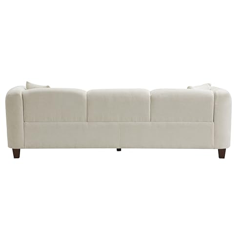 Image of Merax 87 inch Beige Chenille Couch 3 Seater Modern Sofas for Living Room | with 2 Pillows, Foam Filled Cushions, Solid Wood Legs, Upholstered Backrest and Armrest, Bear 900lbs, 87 inchW x 29.5 inchD x 26.5 inchH