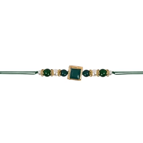 Image of I Jewels Traditional Peacock Feather Designer Rakhi for Men Boys Brother Roli Chawal & Raksha Bandhan Card