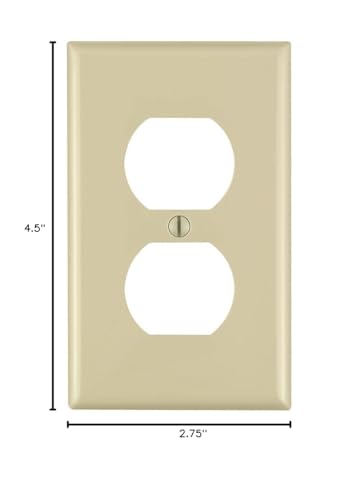 Image of Leviton 80703-I 1-Gang Duplex Device Receptacle Wallplate, Standard Size, Thermoplastic Nylon, Device Mount, 4 Pack, Ivory