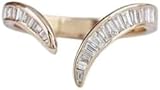 SilverDia .30 Tapered Baguette Cut Channel Set Diamond V Shape Curved Band For Women 14K Yellow Gold Plated Proposal Wedding Band Gift For Her 925 Sterling Silver Handmade Open Style Ring
