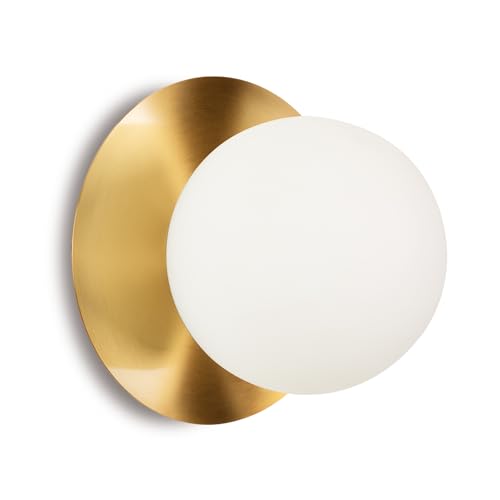 Image of Edwarmlux 1 Light Wall Sconce, Mid Century Modern Globe Wall Sconce, Ceiling Light Fixture, Vanity Light Fixture, Indoor Wall Light for Living Room Bedroom Hallway Bathroom Entry (Brushed Gold)