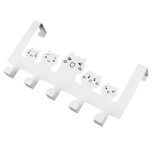 FUOYLOO Percha para Puerta de Hierro Forjado Diseño Creativo de Gato, Gancho Decorativo y Compacto sin Perforaciones para Colgar Toallas y Bolsas