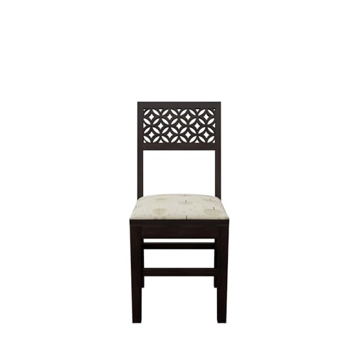 Image of THE WOODEN CITY Solid Sheesham Wood 3 Chair with 1 Bench Dining Table Set with Cushioned Chairs for Dining Room | Living Room | Home & Office - Walnut Finish