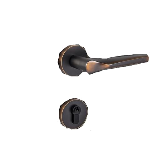 American Door Lock All-Copper Bedroom Magnetic Silent Household Modern Simple Wooden Door Pure Copper Room Door Lock Indoor Lock(Matte Black Magnetic)