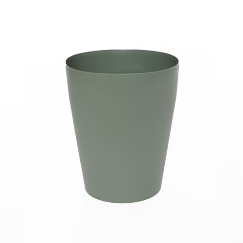 Sinoba Papelera de plástico ideal para habitación infantil, oficina, cocina, altura 26,5 cm, 12 l, color verde oliva