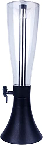 Beer Dispenser, L Transparent Beverage Tower Dispenser With Detachable Stainless Steel Ice Tube, Suitable For Family Gatherings(Black)
