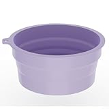 Tazón de hielo plegable de silicona con bandeja de hielo integrada para baño de hielo facial y enfriador de bebidas, portátil y ahorro de espacio (morado)
