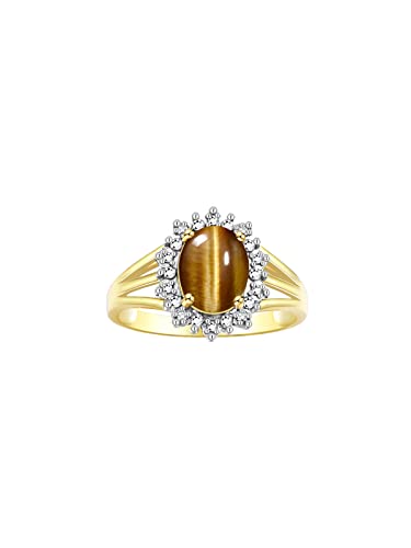 Image of Rylos Women's Yellow Gold Plated Silver Princess Diana Ring & Pendant Set. Gemstone & Diamonds, 9X7MM Birthstone. Matching Friendship Jewelry, Sizes 5-10.
