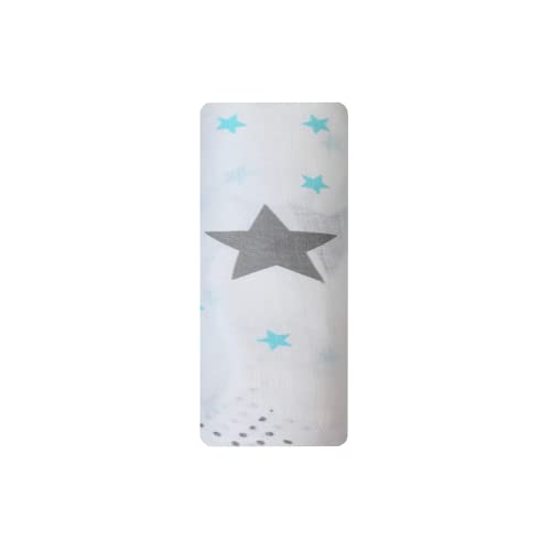 Image of swaddle blanket muslin Pure Cotton Muslin Baby Swaddle Blanket, Wrap Cloth Cotton Swaddle for Newborn Baby Cotton Swaddle Blanket - 1 Swaddle with size 120x100 CM- Star Blue Print