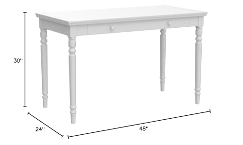 Image of Leick Home Cottage White Turned leg Laptop Desk with Center Drawer, White