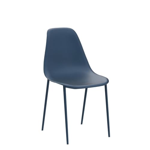 Image of Poly & BARK Isla Modern Kitchen Chairs Set of 4 - Plastic Dining Chair with Metal Legs - Quick Assembly Simple Cafe Chairs Plastic for Indoor or Outdoor - Lago Blue