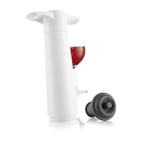 Vacu Vin 08542606 Wine Saver Pompe à Vide avec Bouchon Acier Inoxydable Blanc 18 x 12 x 12 cm