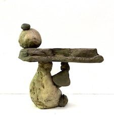 Balancing Rock Birdbath Sculpture Home & Garden Decor Water Feature