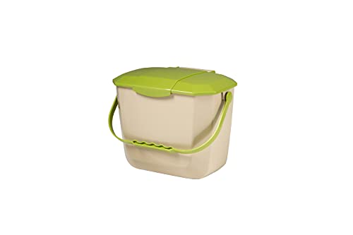 8 litres / 2 Gallons- Kitchen Organic Food Waste Collection Compost Bin (Beige/Avocado)