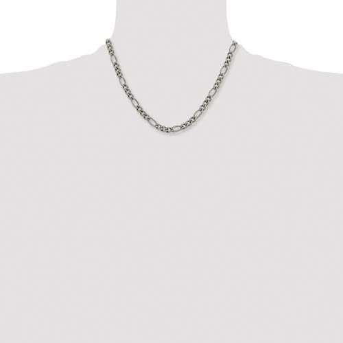 The Black Bow Men's 7mm Titanium Polished Classic Figaro Chain Necklace, 20 Inch - Image 3