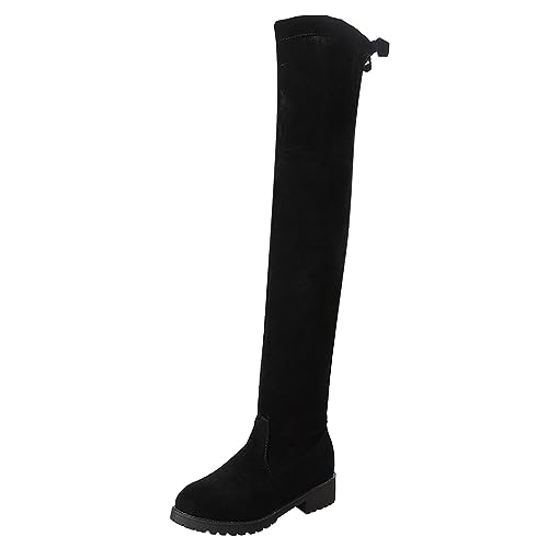 Allbestop Cuissarde Femme, Cuissardes Bottes Longues pour Femme Bottes Talon Haut Sexy Talon Plat Cavalières Cuir Equitation Western(Noir,40)