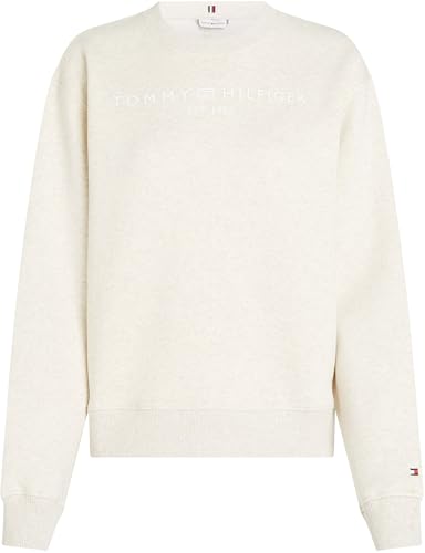 Tommy Hilfiger Damen Sweatshirt ohne Kapuze, Elfenbein (Oatmeal Heather), XXXL – Ansicht 5