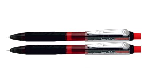 Image of Pentel Q-Erase QE420 Mechanical Pencil | Lead Of Grade HB | Long Lasting Jumbo Eraser With Retractable Mechanism | Ribbed Grip (2, 0.5 MM Black Body)