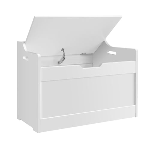 Xinng Large Wooden Toy Box with Safety Hinged Lid Multi-Functional Storage Chest for Kids Bedroom Playroom or Nursery Durable & Stylish