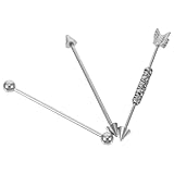 HOMSFOU Pendientes para Mujer de Moda 3 Piezas Barra Industrial de Acero Inoxidable Flecha, Pendientes Piercing de Cartílago Ligeros, Joyas Orejas Uso Diario y Ocasiones Obsequios