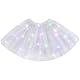 URAQT Tüllrock Damen LED Tütü Erwachsene, Tutu Rock LED, Minirock Mit LED Lichter für Fasching Karneval Motto Party Ballett Tanzen Fancy Dress Halloween Kostüm, 40CM(Weiß)