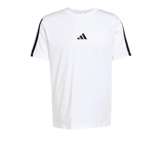 Camiseta Adidas Masculina Malha Simples Essentials Três Listras White/black Jw1952 Gg