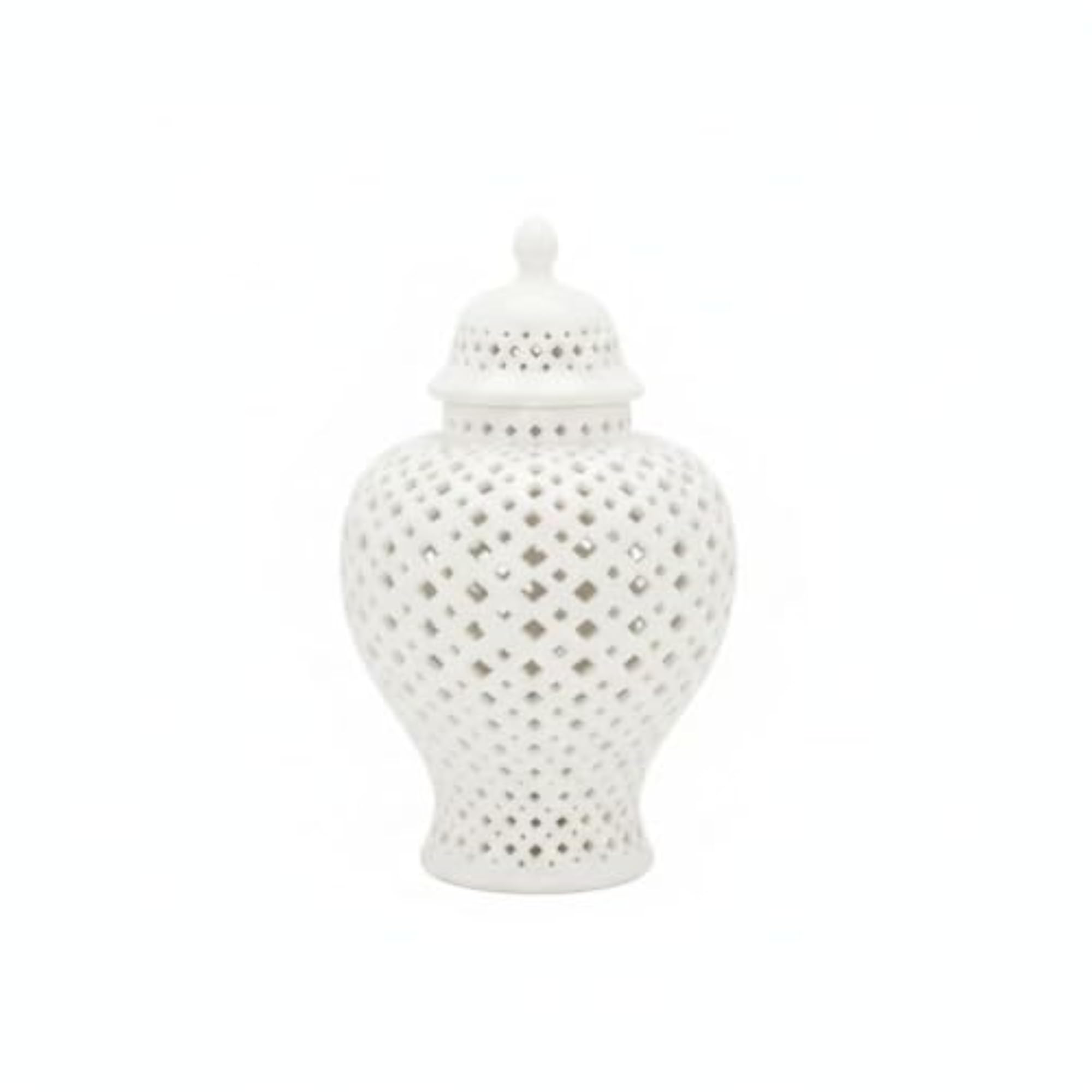 Lidded Pierced Lattice Jar, Elegant Decorative Container