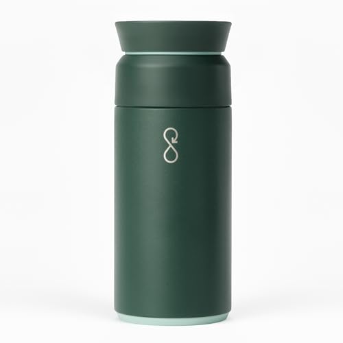Ocean Bottle Brew Flask 12 oz | Insulated Travel Flask for Hot & Cold Drinks | Recycled Stainless Steel | Sustainable, Eco Friendly Gift (Forest Green)