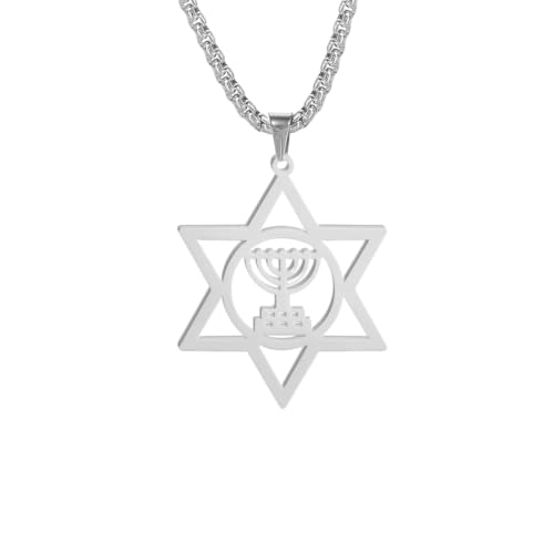 Amulette juive pendentif étoile de David menorah à porter pour Hanoucca