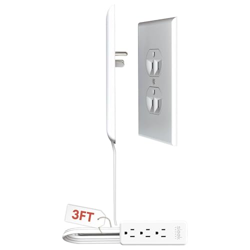 Image of Sleek Socket Original & Patented Ultra-Thin Outlet Concealer with Cord Concealer Kit, Flat Extension Cord with Multi Outlets Power Strip, Ideal for Home Improvement, Hide Bulky and Messy Cords