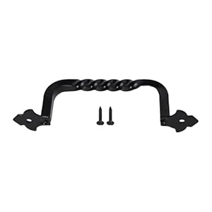 babominimer Vintage-Scheunentürgriff mit Retro-Schmiedeeisern-Design für Holz-Gartenschuppen-Schrank... schwarzes Finish, 128 mm/148 mm Größe (148 mm)