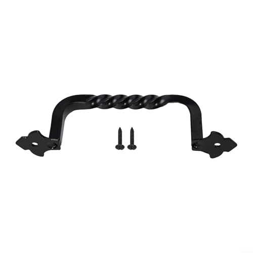 Yhenlovtt Holzgriff für Scheunentüren, Karbon-Schrank, rustikale Hardware für Vintage-Gartenhaus, Stahlgaragen, Schiebetüren, schwarz, innen außen, 128 mm, 148 mm (148 mm)