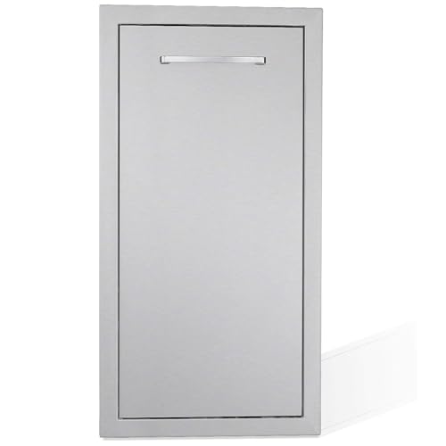 Atatod Pull-Out Trash Drawer Stainless Steel Outdoor Kitchen Trash Drawer Storage for Two 10 Gallon Commercial Wastebaskets (W/handle-14x27x20)