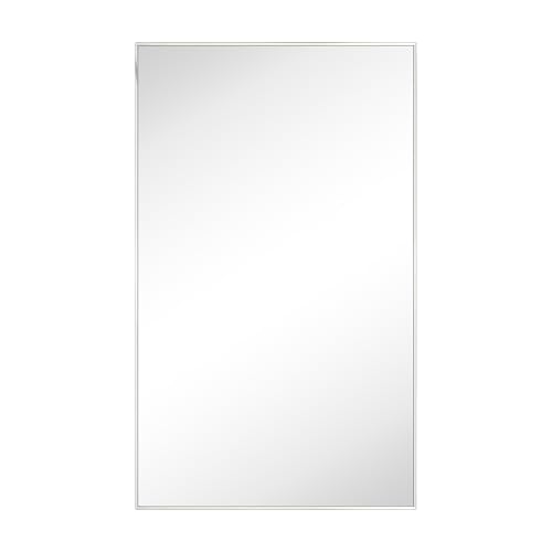 Image of TEHOME Chrome Bathroom Vanity Mirror with Squared Corners, 24x40'' Silver Rectangle Stainless Steel Metal Framed Mirror for Bathroom