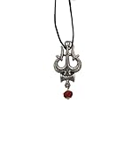 Galaxie Karmaa Heavy Trishul Mahadeva, Shiva Symbols, Bholenath, Pendant Necklace For Adults With Black Thread (Silver)