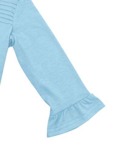 Sunborui Girls Summer 3/4 Length Sleeve Tops Casual Cute Shirts Ruffle Bell Sleeve Front Pleated Blouses4