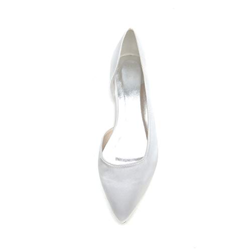 CCBubble Women Satin Wedding Flats Pointed Toe Slip on Party Dress Ballet Flat Shoes-2046-08 - Image 4