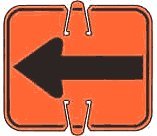 Arrow Left or Right - Snap-on Traffic Cone Sign, Single Sided, Material=Plastic Sign