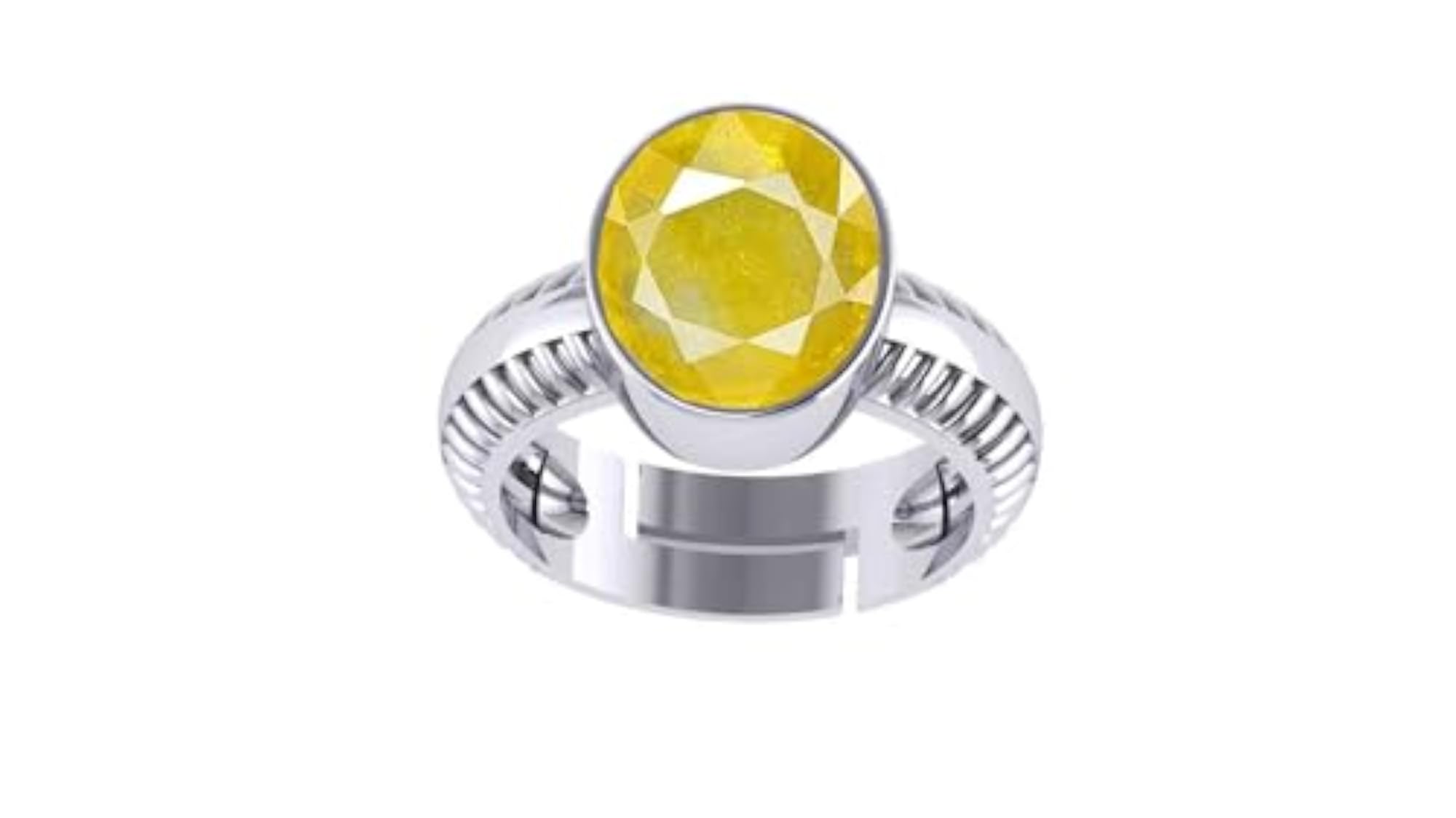 Unheated Yellow Sapphire Silver Plated Adjustable Ring, 11.25 Ratti