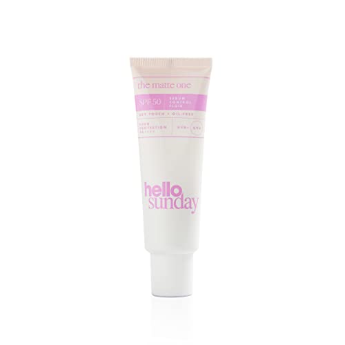 hello sunday | Crema facial matificante para pieles grasas o con tendencia al acné, reguladora de sebo, no comedogénica, fórmula con CBD, SPF50