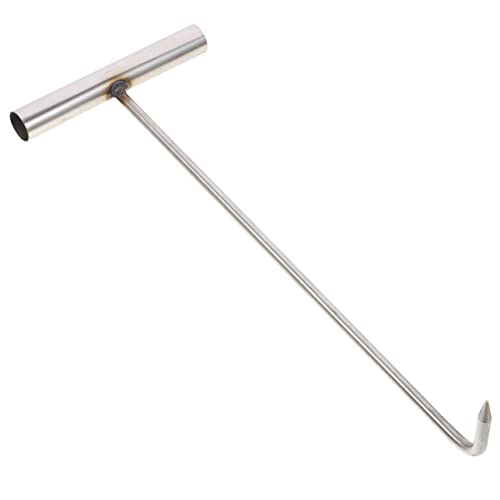 MUCKLILY Manhole Cover Hook Home Security Organization Lifters Hooks Tool Trampoline Hook Puller Manhole Cover Lifter Metal Manhole Lid Hook Manhole Lifting Gadget Stainless Steel Silver