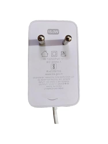 Image of 15W Charger Adapter 12V Compatible for Amazon Alexa Echo Dot (3rd gen & 4th gen) Echo Spot Power Cord Charger Supply- 15W (White)