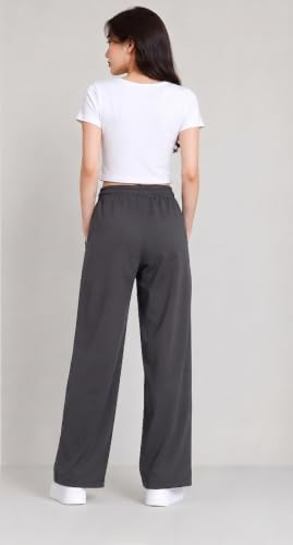 Image of Samfor Woman's Loose Fit Track Pants - Polycotton Joggers with Elastic Waistband & Side Pockets, Lower Comfortable for Gym, Running & Casual Wear