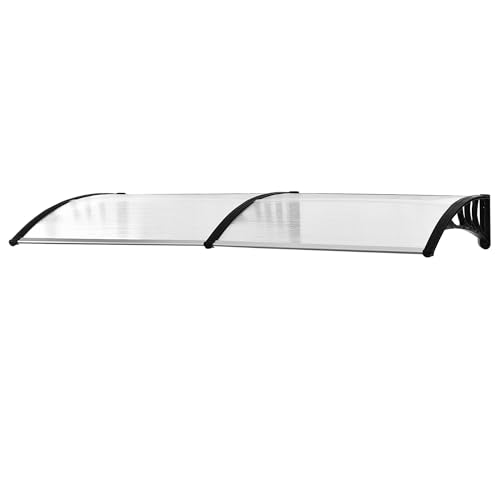 Outsunny 75 x 195 cm Curved Door Window Awning Canopy, Polycarbonate Cover Front Door Outdoor Patio, UV Rain Snow Protection Shelter, Clear