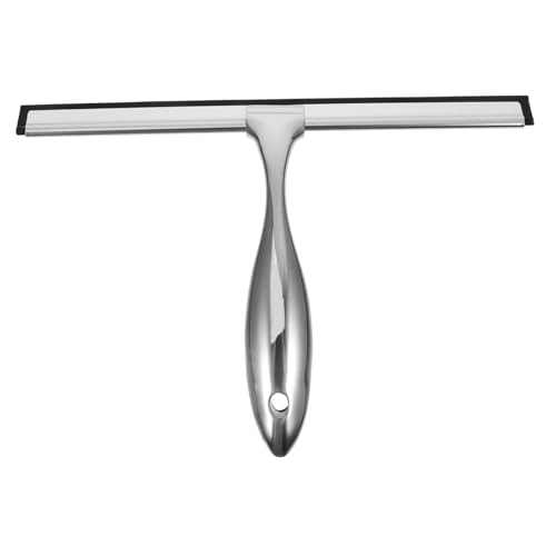 MUCKLILY Wiper Window Squeegee with Handle Squeegee for Car Window Cleaner Shower Screen Cleaner Shower Scraper Silicone Strip Silver