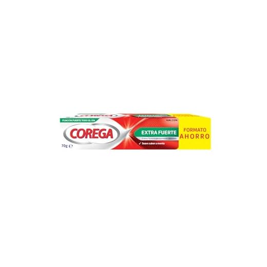 Corega Crema Fijadora Para Prótesis Dentales Extra Fuerte, Durante Todo el Día, Sabor a Menta Fresca, 70 g